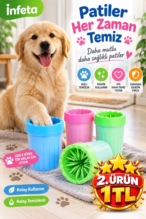 Small Size 15 cm Dog Paw Cleaning Tool with Silicone Brush and Paw Washing Bowl