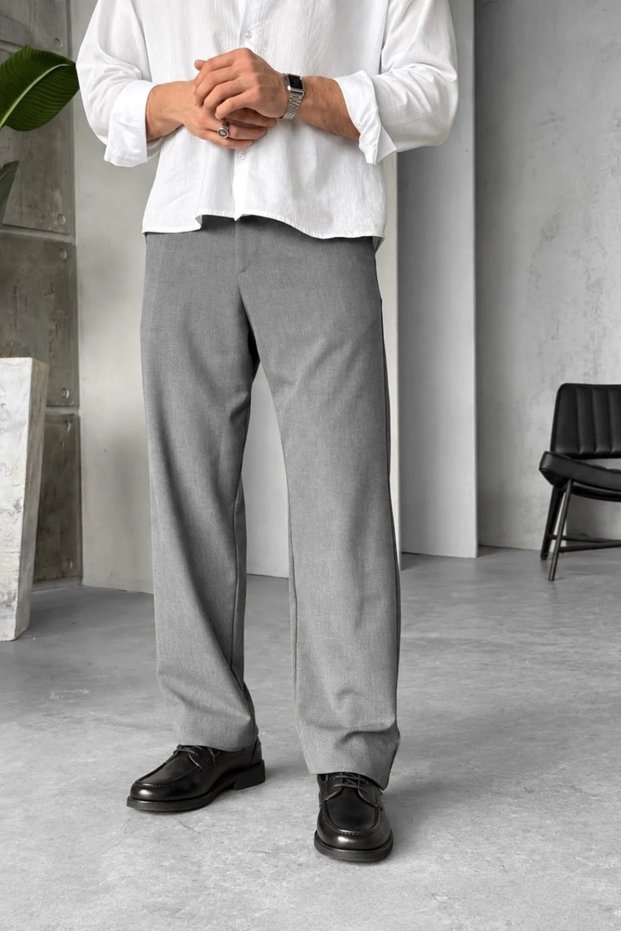 Men's Regular Classic Fabric Trousers - Black