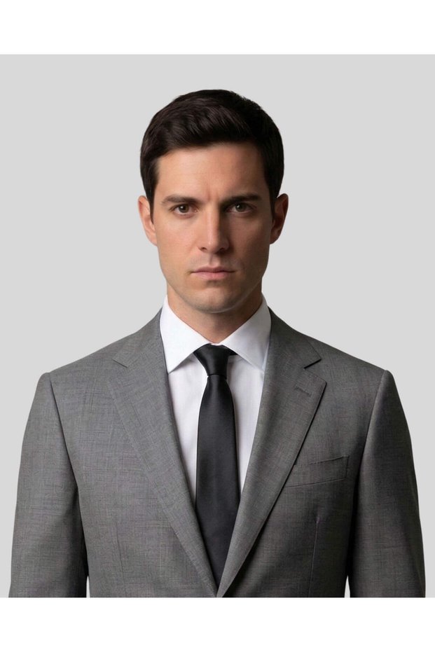 Plain Black Satin Slim Tie – 7 cm wide