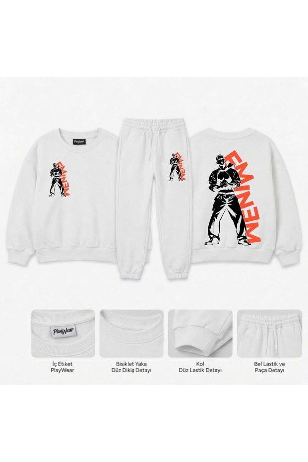 Team Sweatshirt with Eminem Poster Print for Girls, Boys, and Kids—Crew Neck