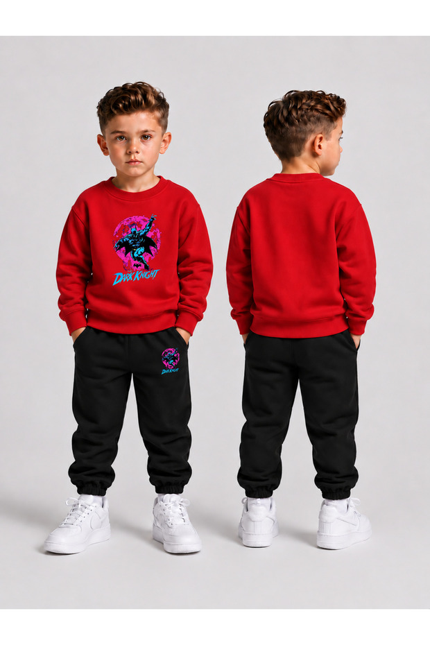 Children's Printed Winter Sweatsuit Top and Bottom Set: 3-Ply Brushed Inside Crew Neck Sweatshirt and Cotton Pants Set