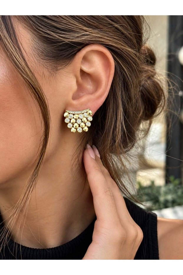 Bloom Gold Stone Earrings, Small Size