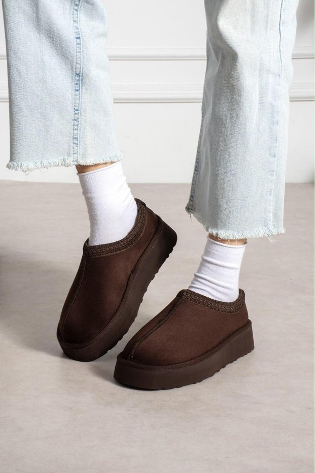 Mira Coffee Suede Women's Casual Boots with Fur-Lined Design and Thick Soles
