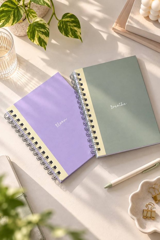 A5 Spiral-Bound School Notebook, 80 Sheets, 2-Pack – Lined & Dotted