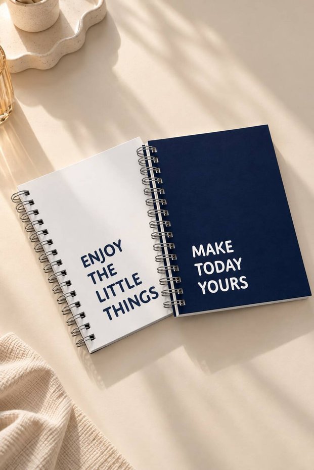A5 Spiral-Bound School Notebook, 80 Sheets, 2-Pack – Lined & Dotted
