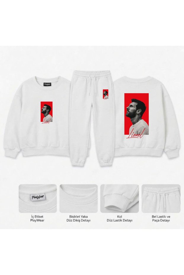 Team Sweatshirt with Lionel Portrait Print for Girls, Boys, and Kids—Crew Neck