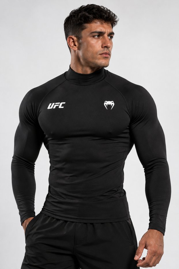 UFC Venum Red Turtleneck Long-Sleeve Athletic Compression T-Shirt