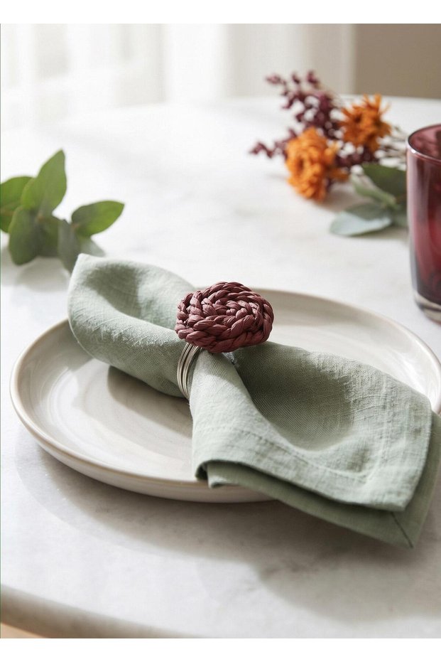 Napkin Ring Set of 4, Burgundy