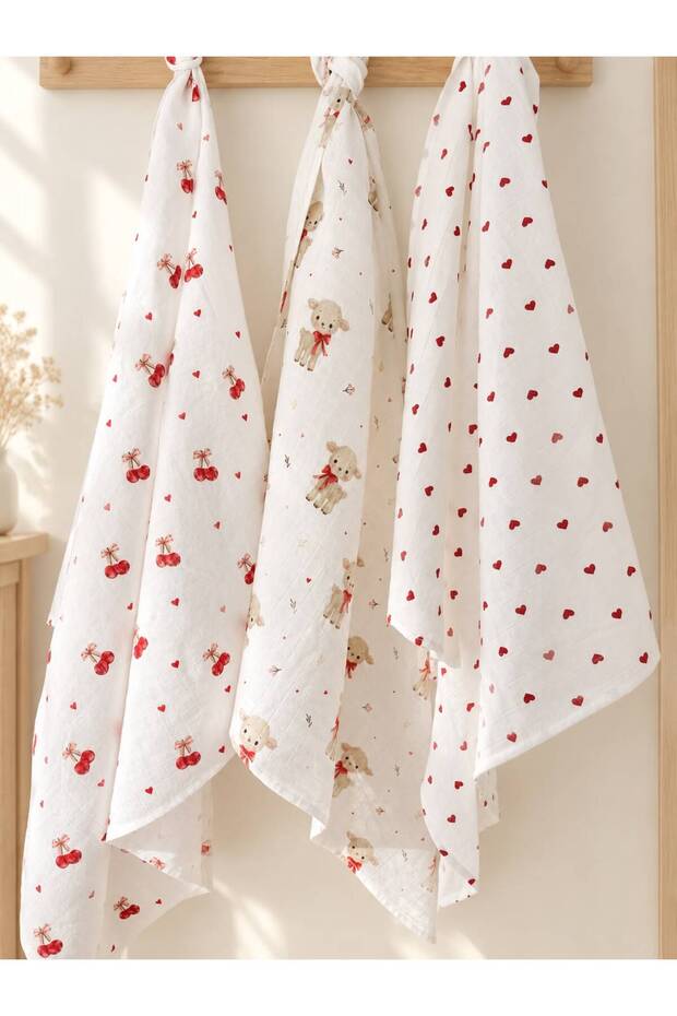 Multi-Purpose Muslin Cover & Blanket 3-Piece Set 100% Cotton Oeko-Tex Certified 80x80 cm