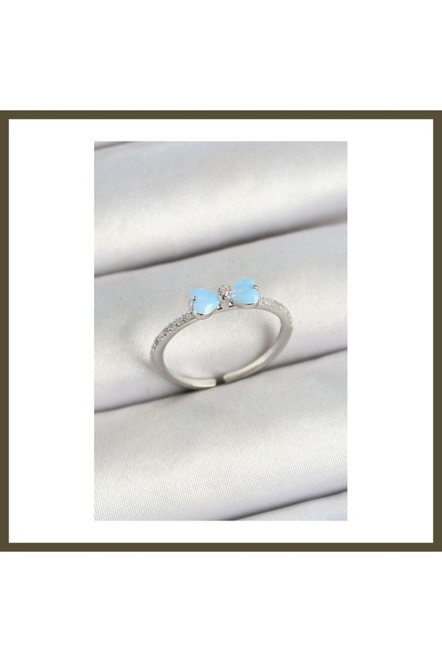 Silver-Colored Adjustable Women's Ring with Rice-Shaped Bow Detail and Zircon Stones BX