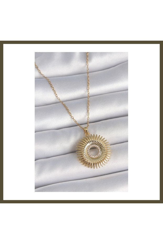 316L Steel Gold-Colored Chain with Zircon Stones, Nova Star Design Women's Necklace BX