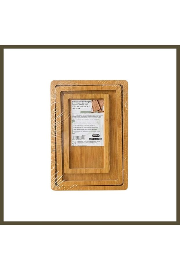 Bamboo Rectangular 3-Piece Serving Tray BX
