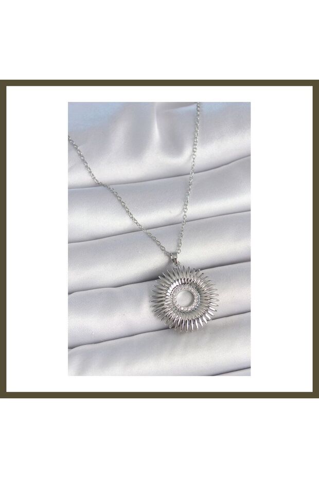 316L Stainless Steel Silver-Colored Chain with Zircon Stones, Nova Star Design Women's Necklace BX