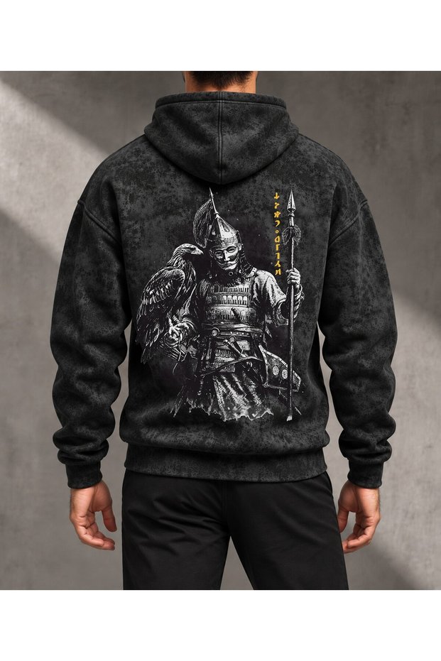 KUMAN BATIK DISCOLORED FABRIC OVERSIZED SWEATSHIRT HOODIE UNISEX