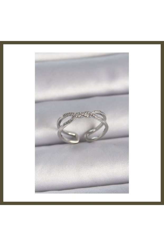 Rose Gold-Plated, Adjustable, Zircon-Set Modal Spiral-Design Women's Ring BX