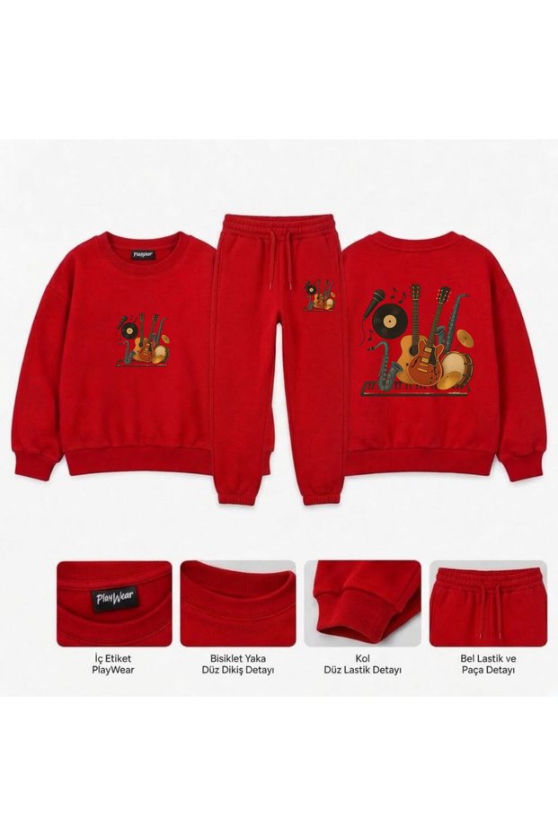 Matching Sweatshirts with Musical Instrument Prints for Girls, Boys, and Kids—Crew Neck