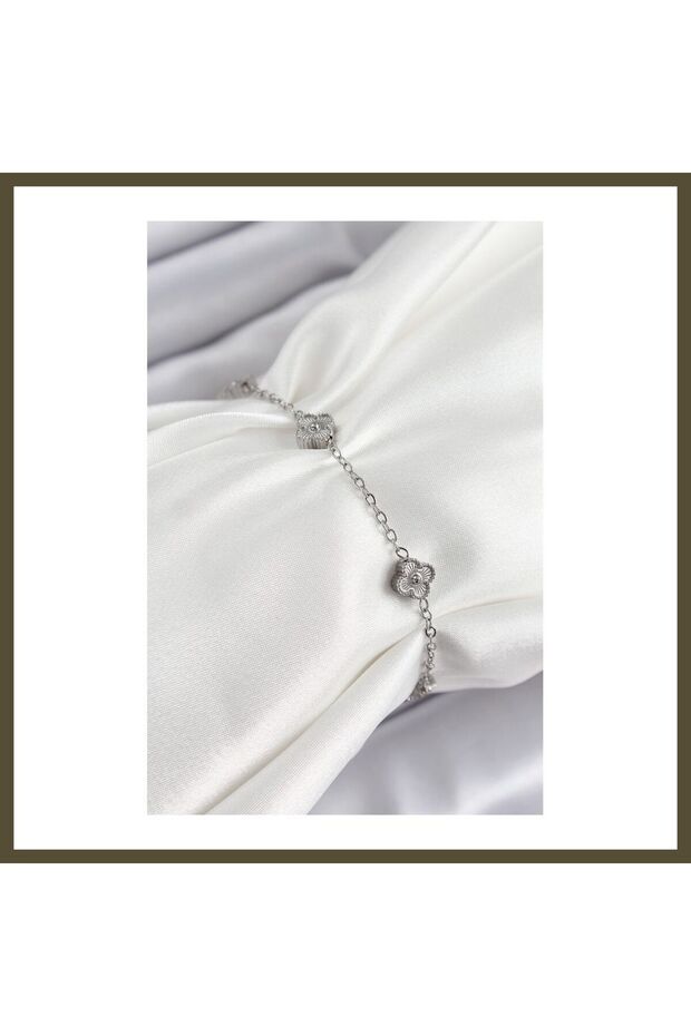 316L Stainless Steel Clover-Shaped Silver-Colored Women's Bracelet BX