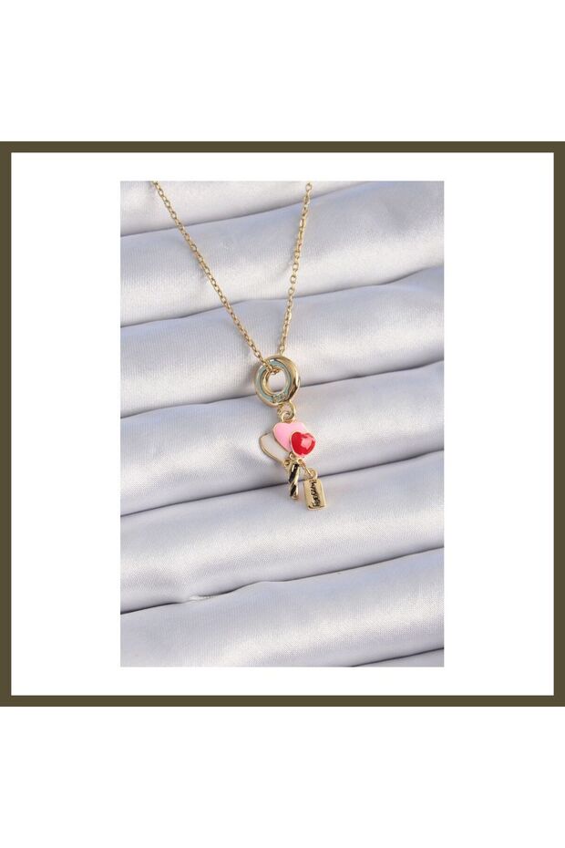 316L Stainless Steel Gold-Colored Figurine Charm Necklace for Women, Model BX