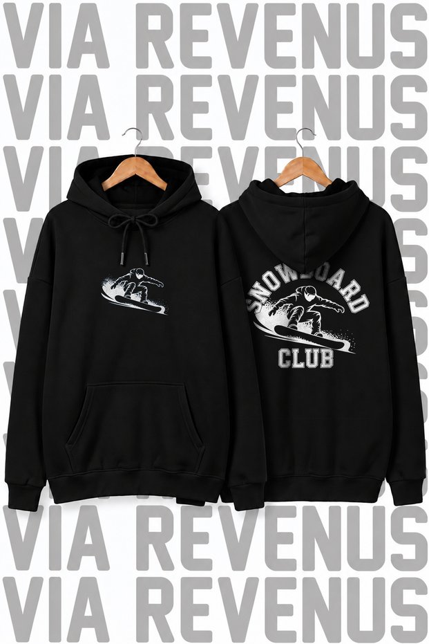 Snowboard Club Printed Unisex Oversized Hoodie