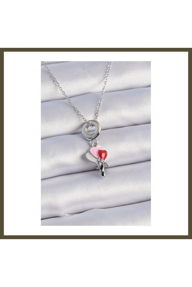 316L Stainless Steel Silver-Colored Figurine Charm Necklace for Women, Model BX