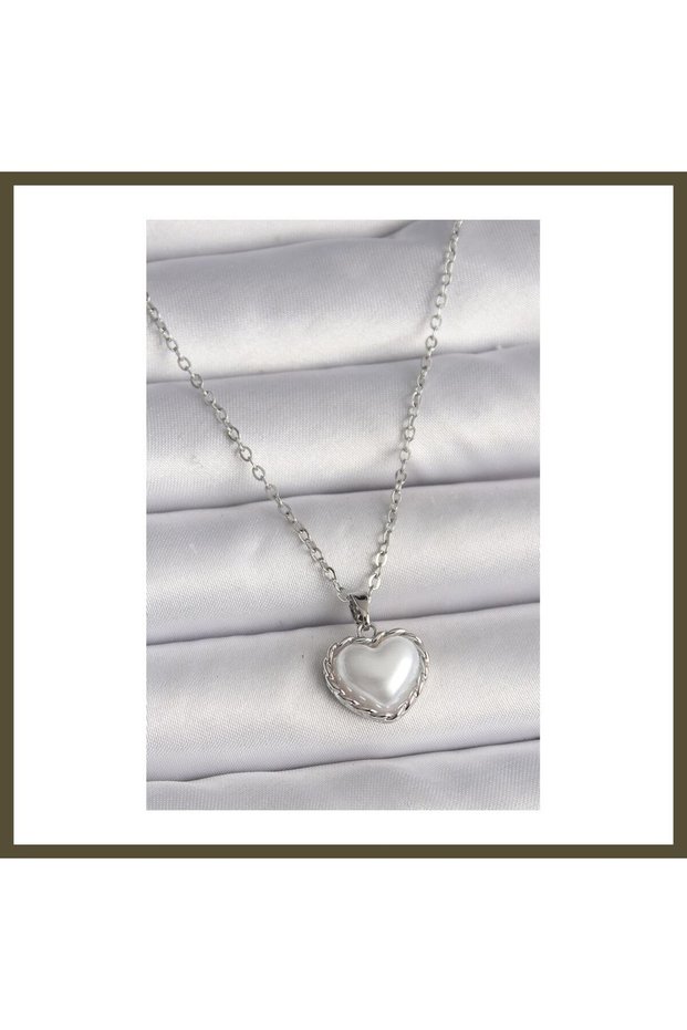 316L Stainless Steel Silver-Colored Chain 3D Pearl-Style Women's Necklace BX