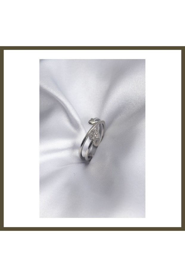 Silver-Toned Rice-Style Zircon Stone Ring for Women, Model BX