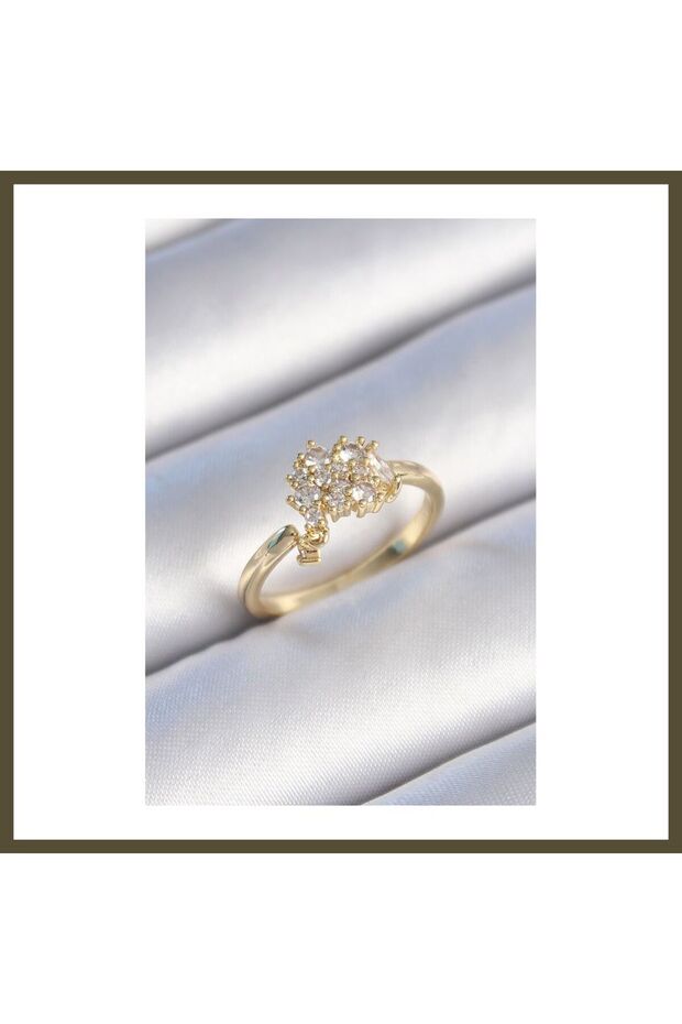 Women's Ring with Gold-Colored Zircon Stones, BX