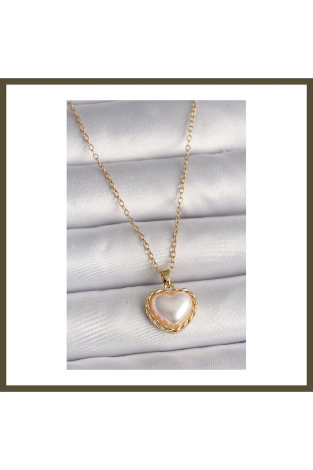 316L Stainless Steel Gold-Colored Chain 3D Pearl-Style Women's Necklace BX