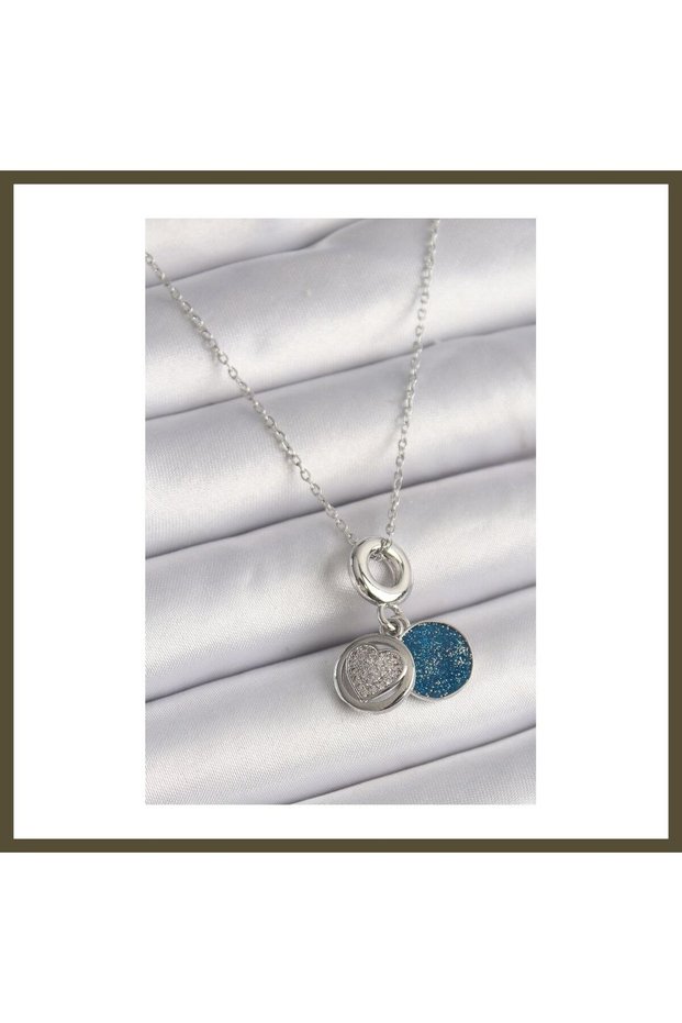 316L Steel Silver-Colored Chain Necklace with Zircon Stones and Glittery Design for Women BX