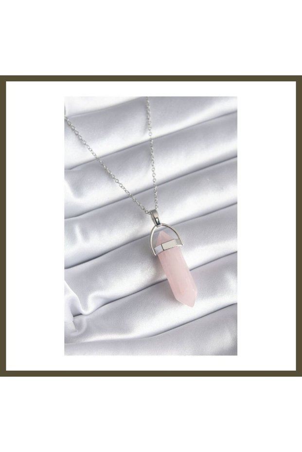 316L Stainless Steel Silver-Colored Women's Necklace with Pink Stones BX
