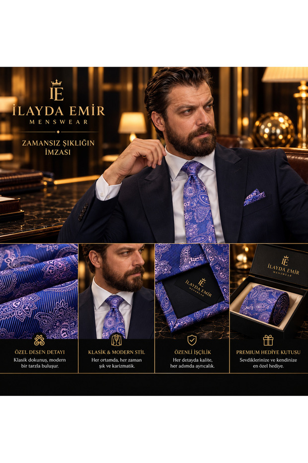 Premium Men's Tie Pocket Square: Specially Woven, Stylish and Modern Design