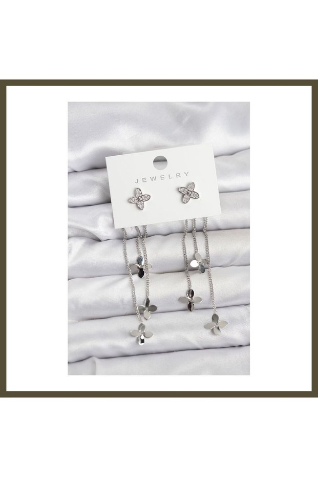 Lotus Modal Silver-Colored Brass Dangle Earrings for Women BX