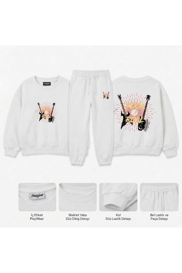 Team Sweatshirt, Rock-Roll Print, for Girls, Boys, and Kids, crew neck