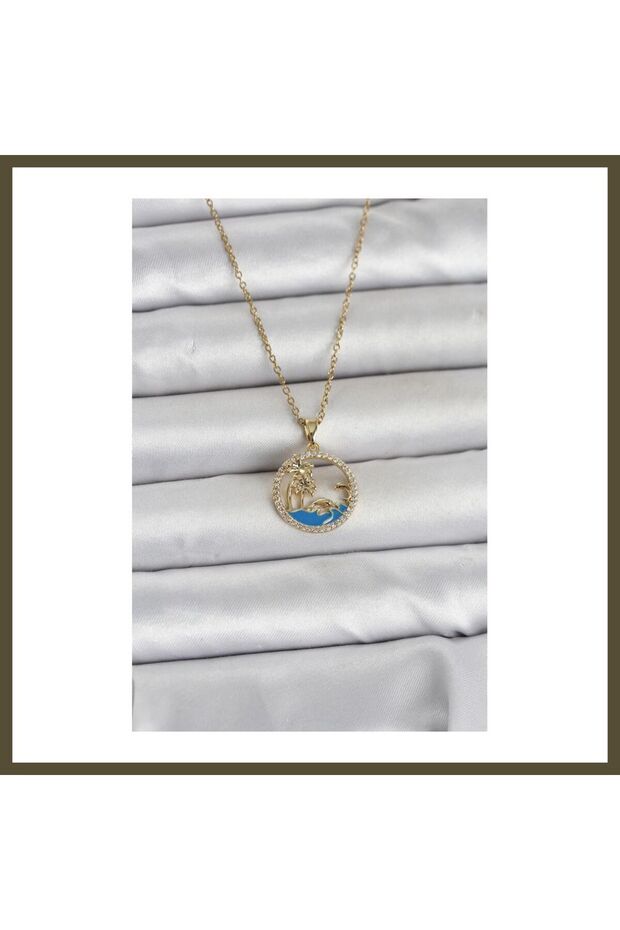 316L Stainless Steel Chain, Gold-Colored, with Zircon Stones, Nautical-Themed Women's Necklace BX