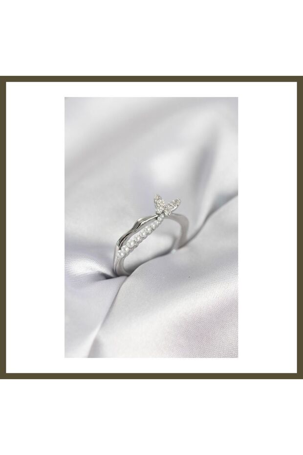 Silver-Colored Butterfly-Shaped Modal Women's Ring BX