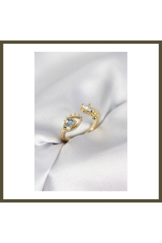 Tear-Shaped Modal Gold-Colored Zircon Stone Women's Ring BX