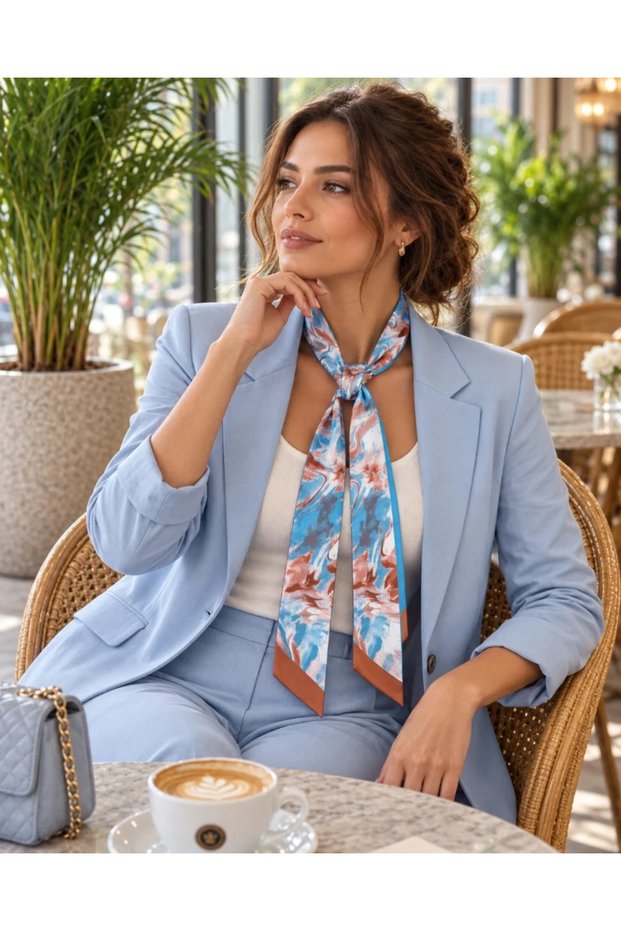Ebru-Patterned Tie and Scarf