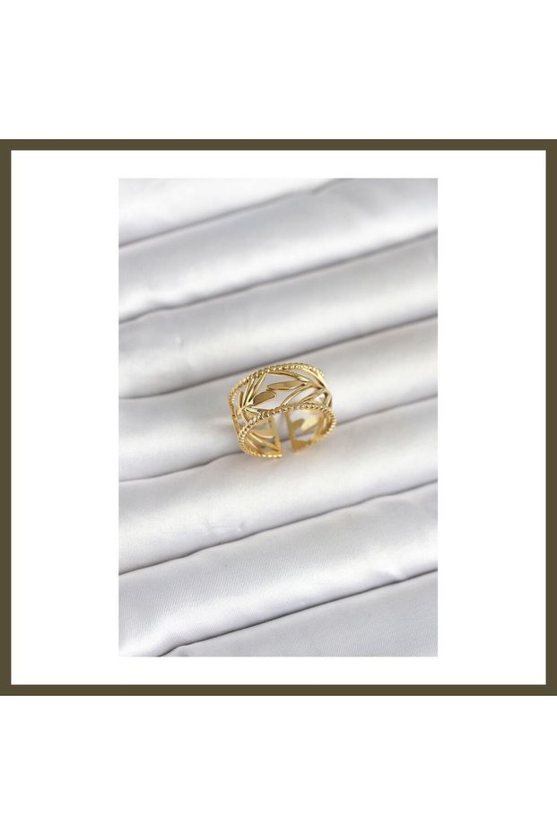 316L Steel Gold-Colored Ear of Wheat-Style Women's Ring BX