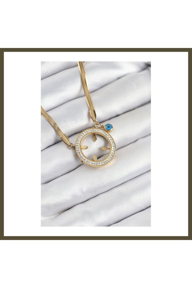 316L Stainless Steel Quarter-Circle Clip-On Necklace with Zircon Stones, Gold Color, for Women, BX