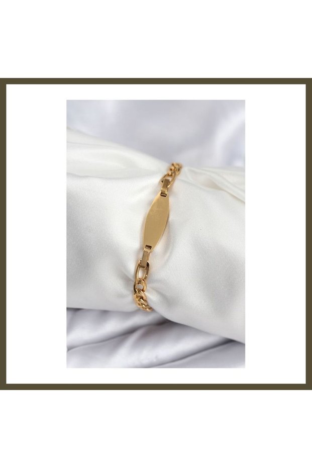 316L Steel Gold-Colored Oval Women's Bracelet Suitable for Engraving BX
