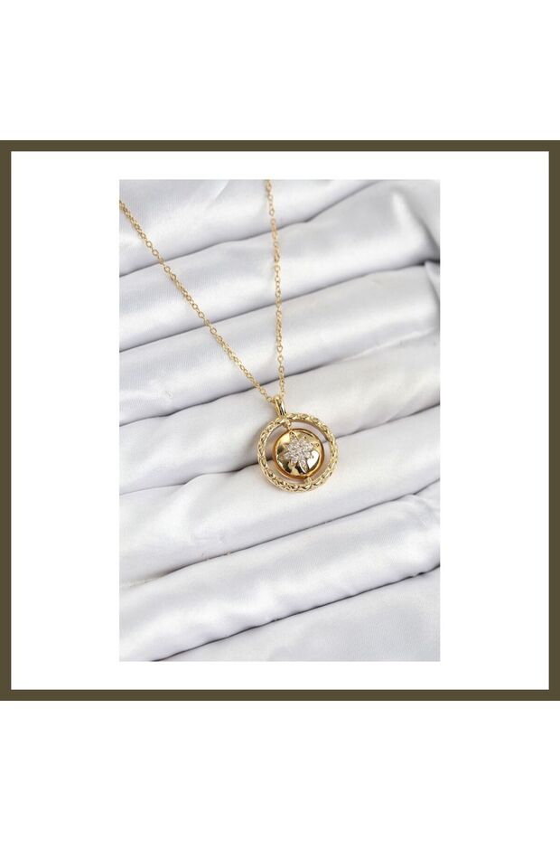 316L Stainless Steel Chain, Gold-Colored North Star Design Women's Necklace BX