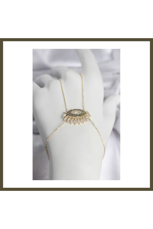 Women's Shahmeran BX Eye-Shaped Ring with Gold-Colored Zircon Stones