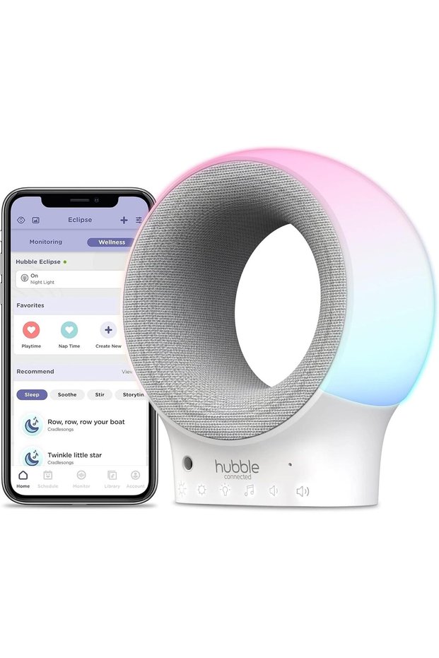Hubble Eclipse Smart Wi-Fi Audio Monitor & Soother – Bluetooth Speaker, Multi-Color Night Light, Sleep Trainer, Voice Detection, Lullabies, Custom Sounds, Works with HubbleClub App