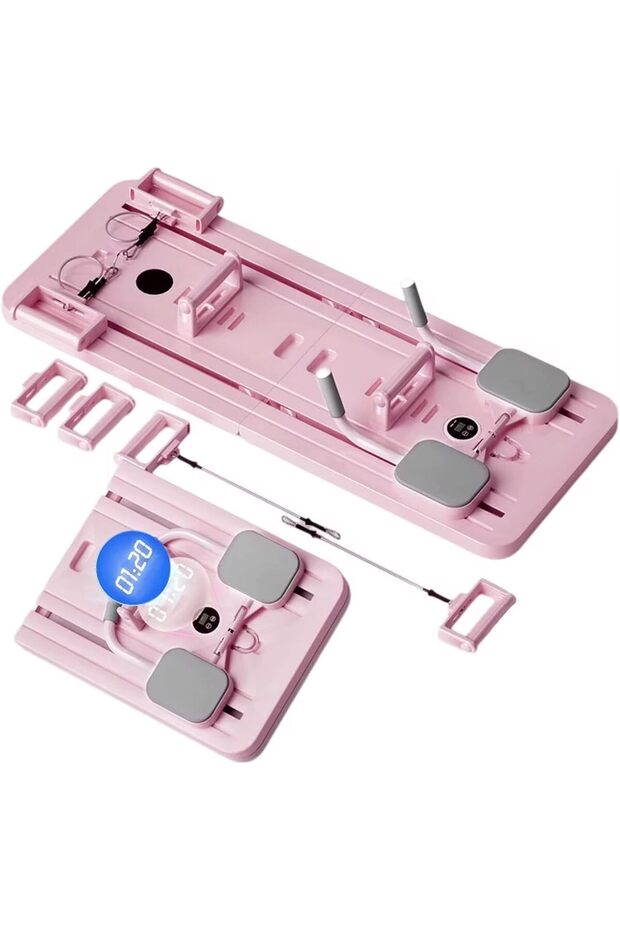 Pilates Board Foldable Reformer Machine with Ab Roller Resistance 6 in 1 for Home Workout Full Body Core Trainer