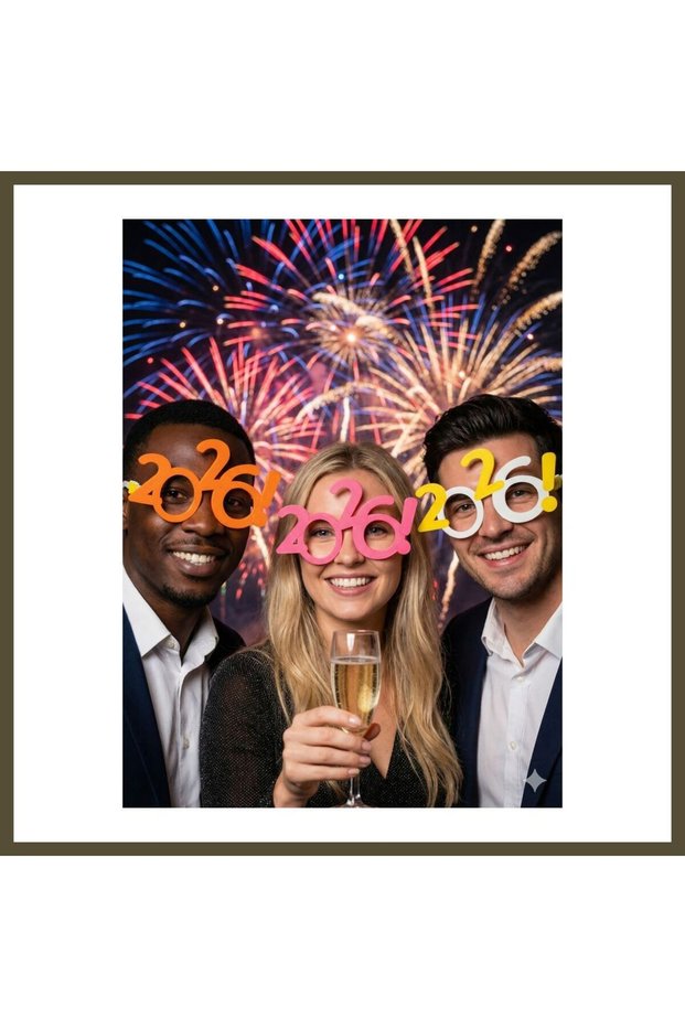 3D-Printed 2026 Oversized New Year's Party Glasses, Multi-Piece New Year's Glasses (To Be Made in 2027, BX)