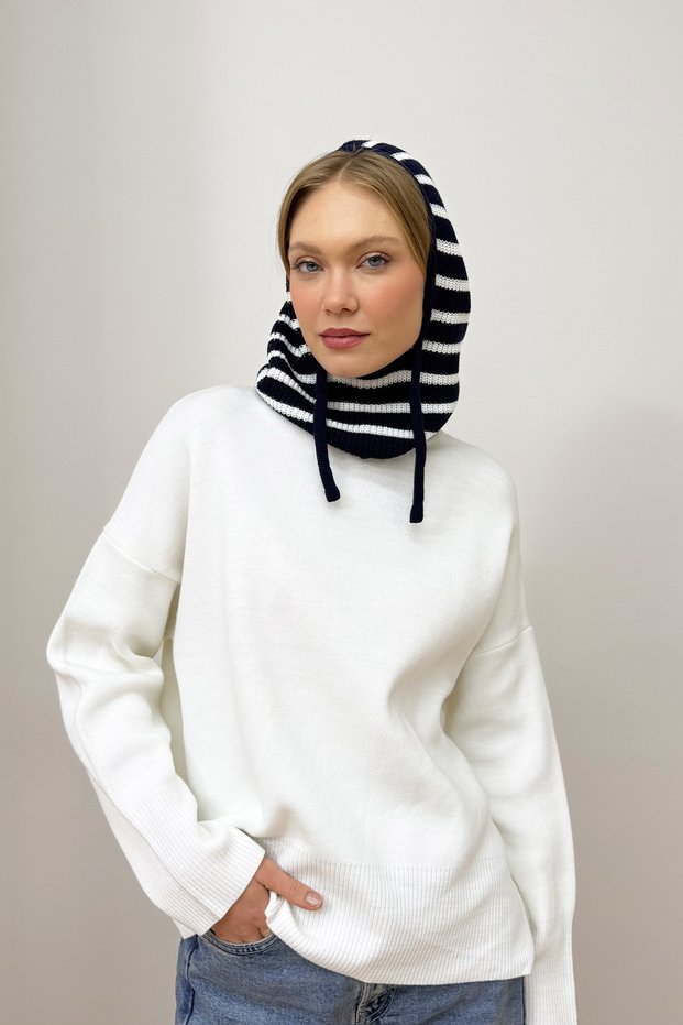 Striped Knit Balaclava Hat 94-22169