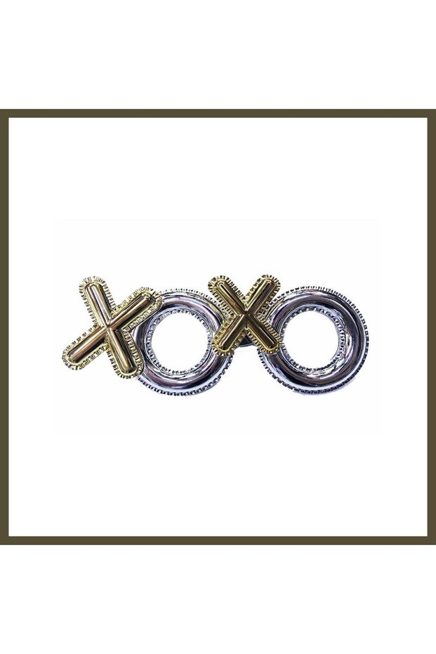 Silver-Colored Party Glasses with "Xoxo" Print, 17x7 cm BX