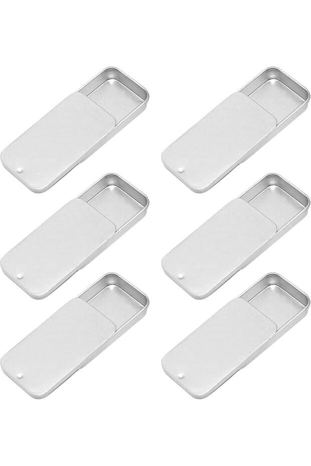 6 Pcs Empty Slide Top Tin, 12ml