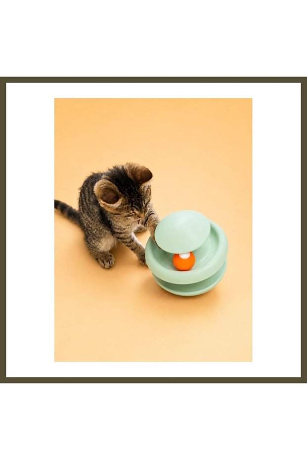 3D-Printed Two-Ball Cat Toy Tower Interactive Cat Play Tower Ball Obstacle Course - Yeş BX