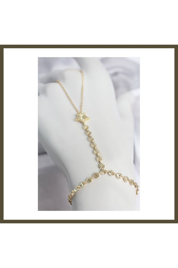Gold-Colored Brass Laser-Engraved Star-Shaped Shahmeran BX with Zircon Stones